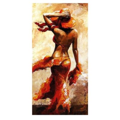 Elegant Woman in Red Dress Printed on Canvas - Image 8