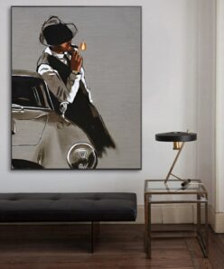 Man Smoking a Cigar Artwork Printed on Canvas