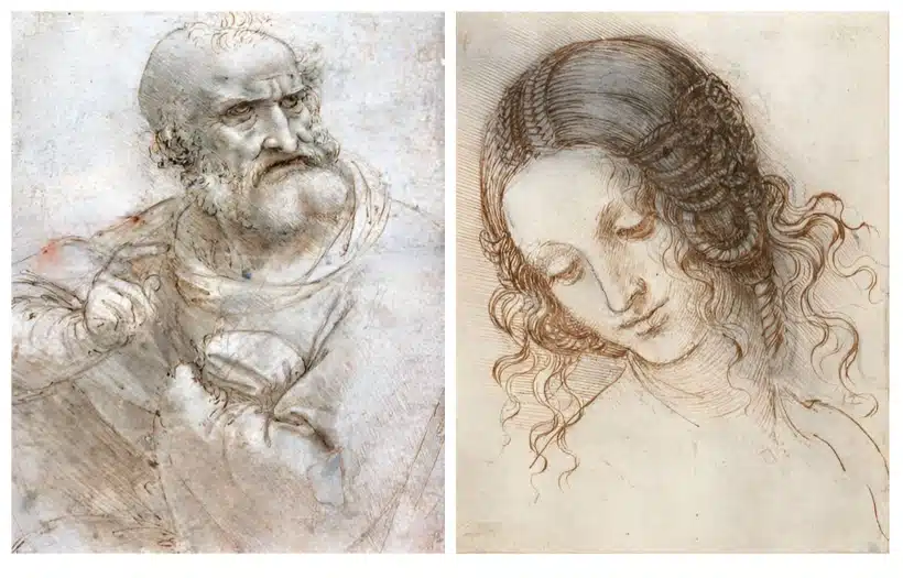 Sketch and Study by Leonardo da Vinci Printed on Canvas