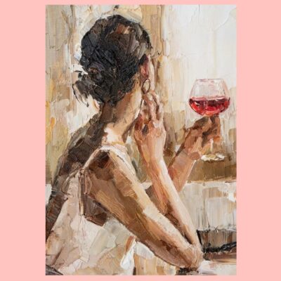 Woman Holding a Glass of Red Wine Printed on Canvas - Image 3