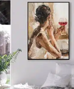 Woman Holding a Glass of Red Wine Printed on Canvas