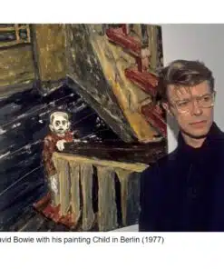 David Bowie with his painting Child in Berlin