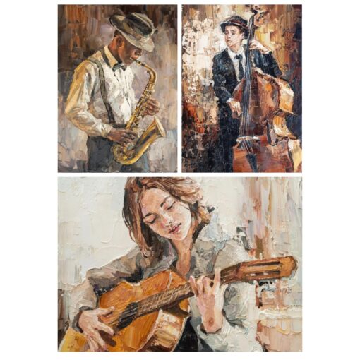 Paintings of Musicians Playing Their Instruments Printed on Canvas