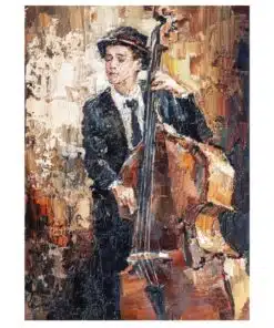 Painting of a bass player