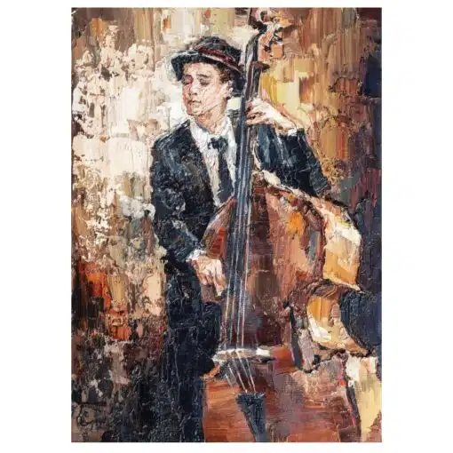 Painting of a bass player