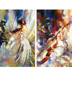 Violin and Cello Players Paintings Printed on Canvas