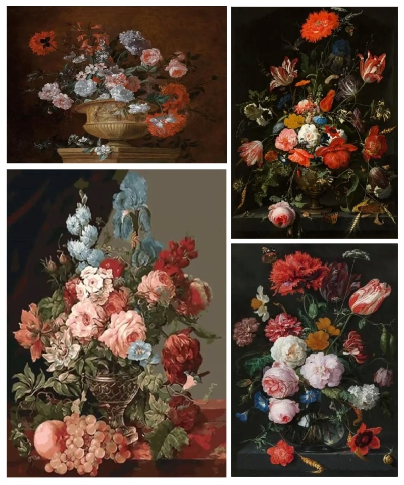 Flowers in Vase by Jan Frans van Dael Printed on Canvas