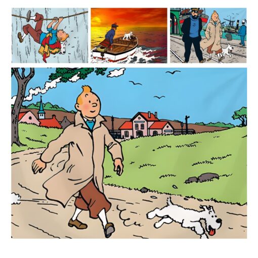 Cartoon Artwork of Tintin and his dog Snowy