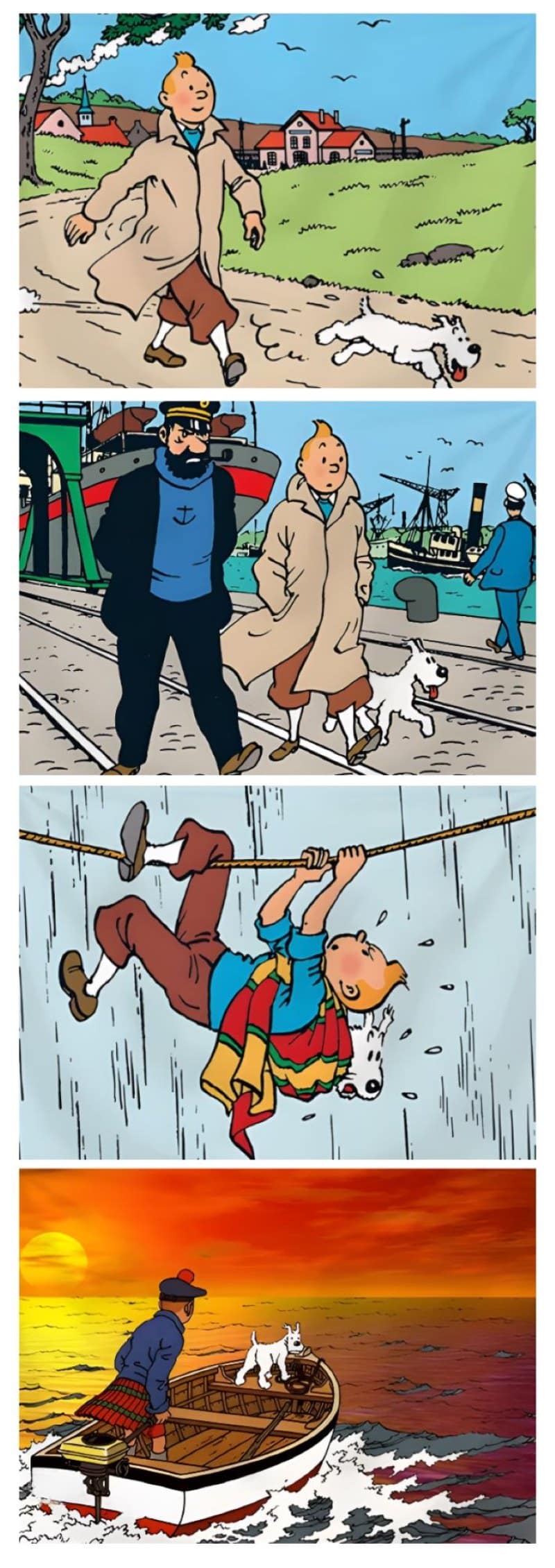 Cartoon Artwork of Tintin Printed on Canvas