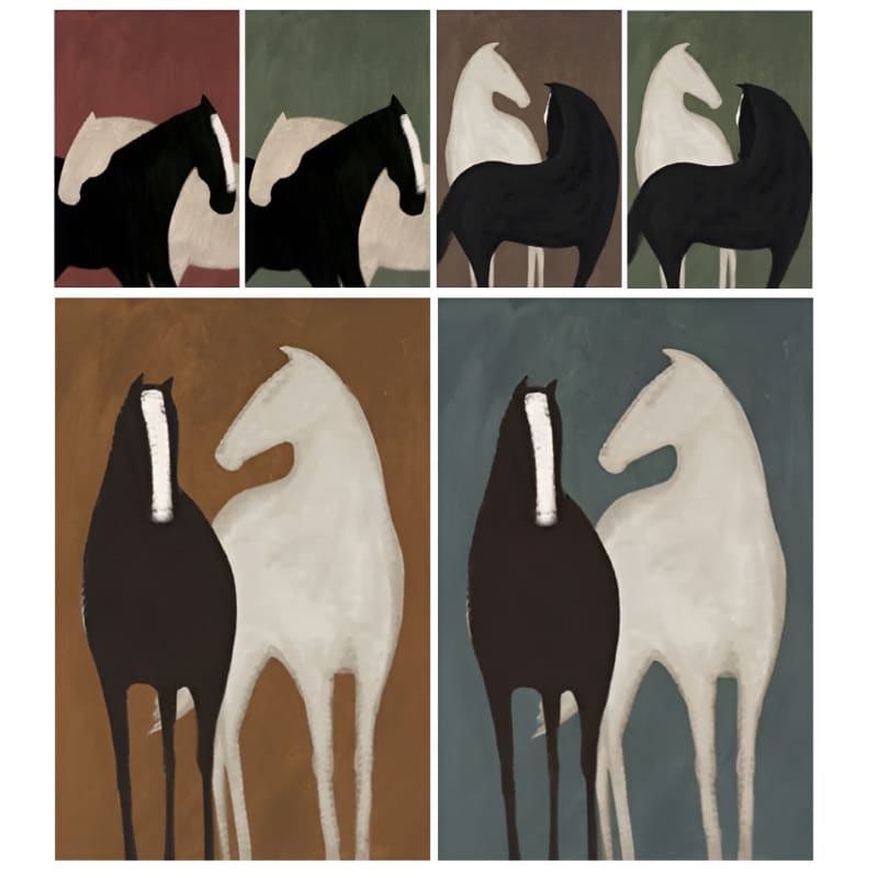 Abstract Horses Artwork Printed on Canvas