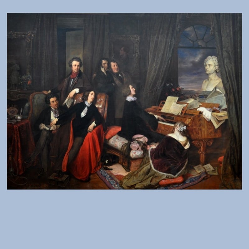 Franz Liszt at the Piano by Josef Danhauser Printed on Canvas
