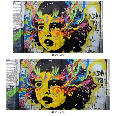 Girl Face Pop Art Graffiti Printed on Canvas - Image 3