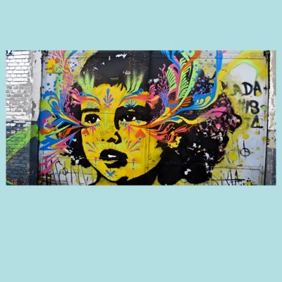 Girl Face Pop Art Graffiti Printed on Canvas - Image 4