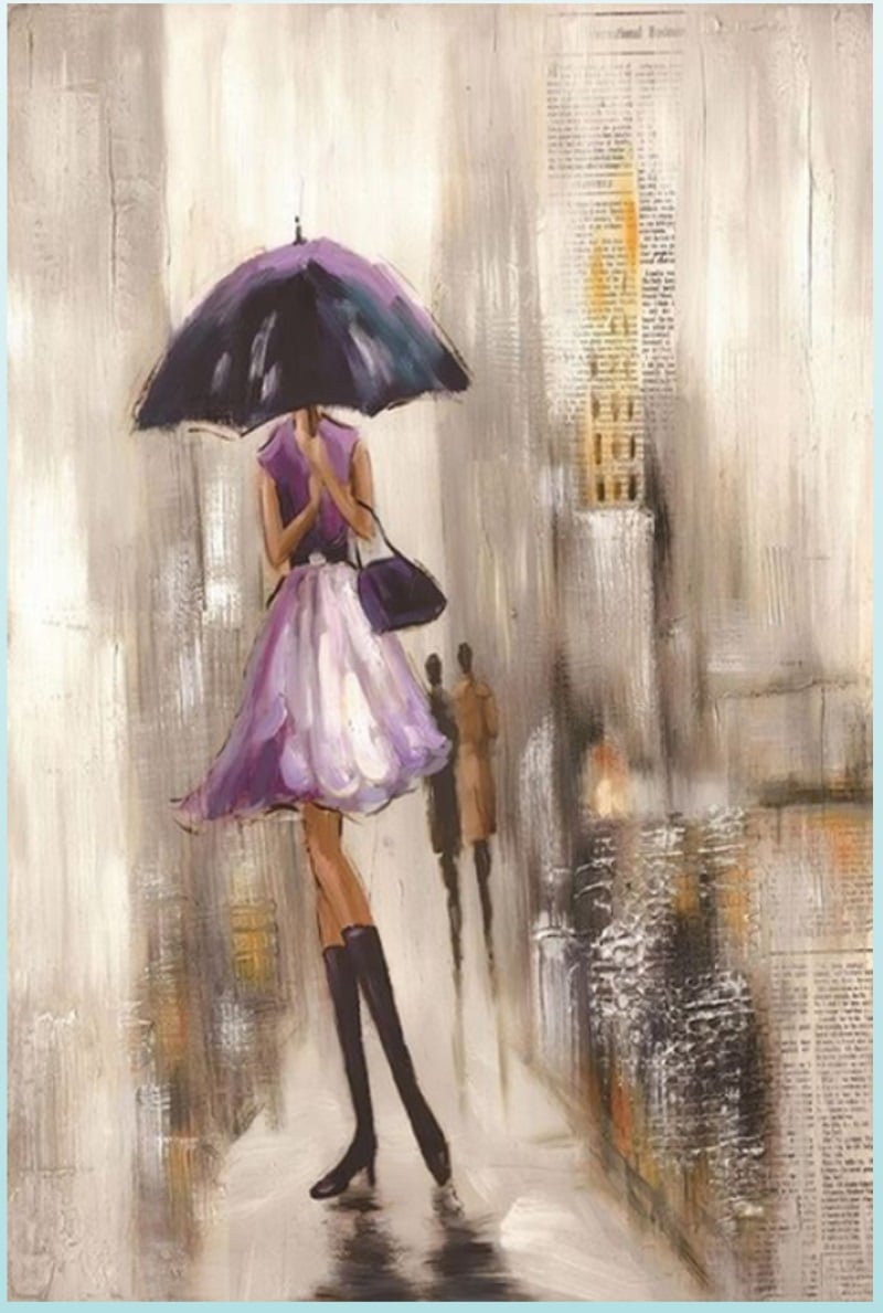 Painting of Woman With Umbrella Printed on Canvas