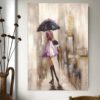 Painting of Woman With Umbrella Printed on Canvas
