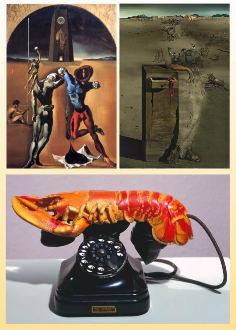 Poetry of America, Spain & Lobster Telephone Printed on Canvas