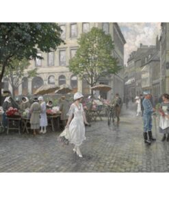 Street Life on Højbro Plads Copenhagen by Paul Gustav Fischer 1921