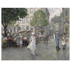 Street Life on Højbro Plads Copenhagen by Paul Gustav Fischer 1921