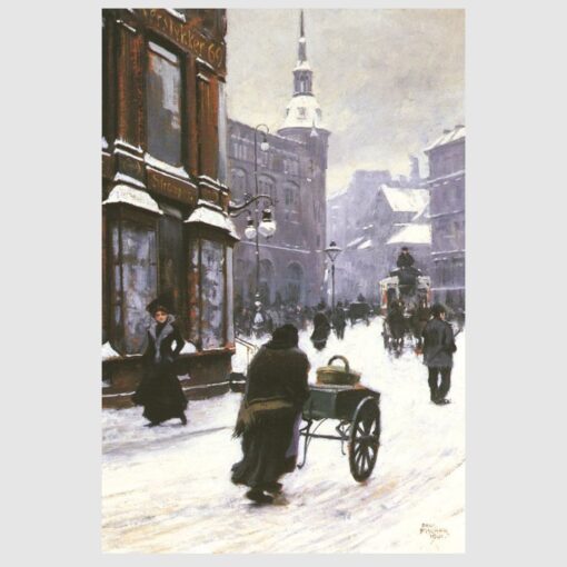 Street Scene In Winter Copenhagen by Paul Gustav Fischer 2
