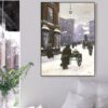 Street Scene In Winter, Copenhagen by Paul Gustav Fischer Printed on Canvas