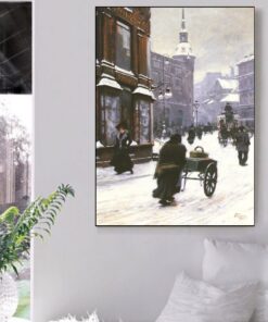 Street Scene In Winter, Copenhagen by Paul Gustav Fischer Printed on Canvas