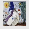 The Bridal Pair With The Eiffel Tower by Marc Chagall Printed on Canvas