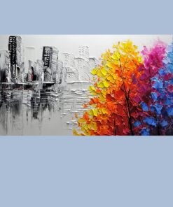 Cityscape and Trees Abstract Painting