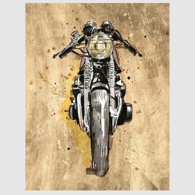 Painting of Motorcycle Printed on Canvas