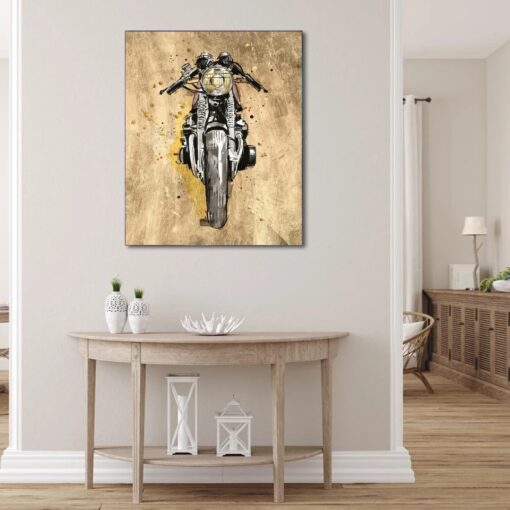 Painting of Motorcycle Printed on Canvas