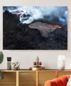 Volcanic Eruption in Iceland Image Printed on Canvas