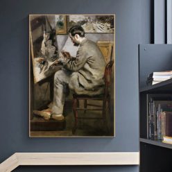 Frédéric Bazille at His Easel by Pierre-Auguste Renoir Printed on Canvas