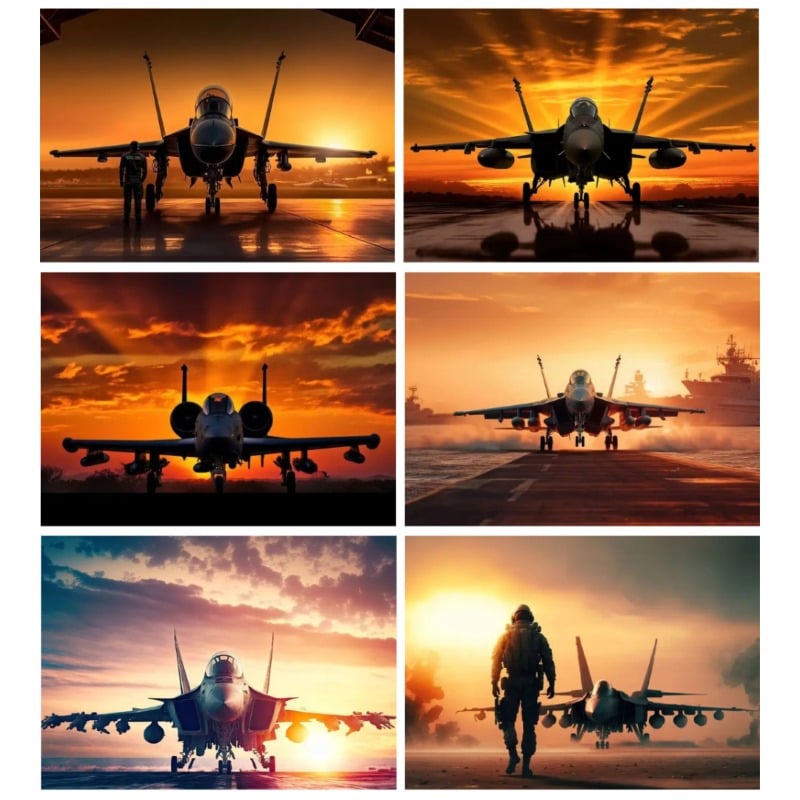 Navy Planes at Sunset Printed on Canvas