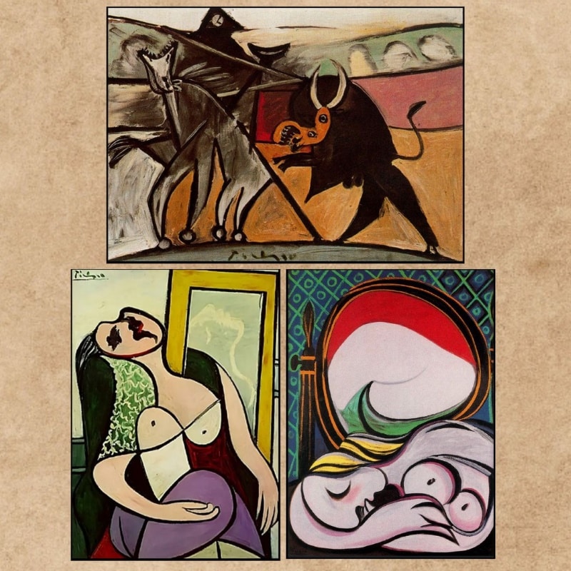 Bullfight and The Mirror by Pablo Picasso Printed on Canvas