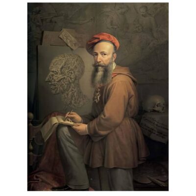 Head of a Man and Self Portrait by Filippo Balbi Printed on Canvas - Image 2