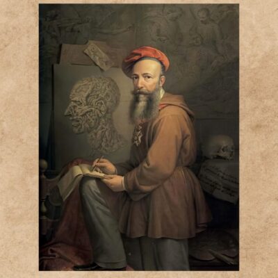 Head of a Man and Self Portrait by Filippo Balbi Printed on Canvas - Image 4
