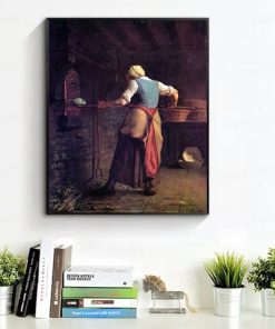 Woman Baking Bread by Jean-François Millet Printed on Canvas