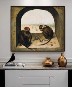 Two Monkeys by Pieter Bruegel 1562 Printed on Canvas