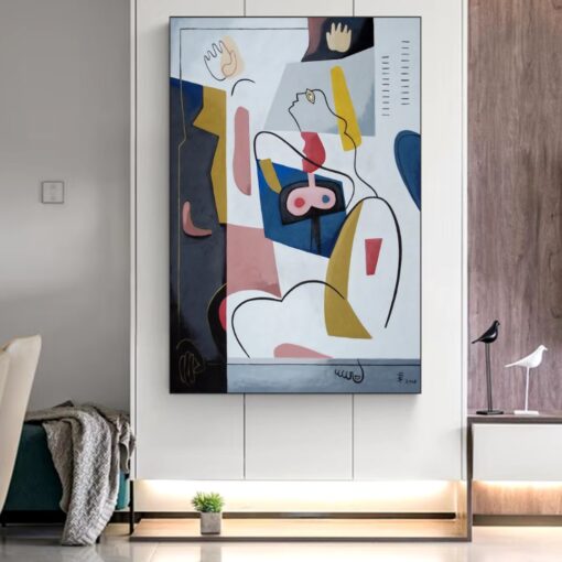 Abstract Black Line Woman Printed on Canvas