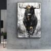 Black Bull Abstract Painting Printed on Canvas