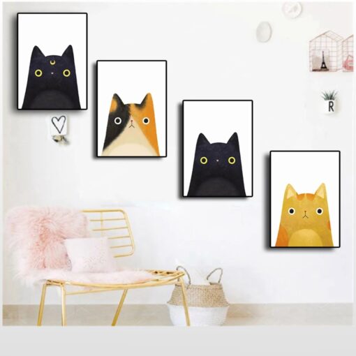 Black and Yellow Abstract Cat