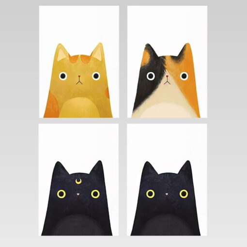 Black and Yellow Abstract Cat