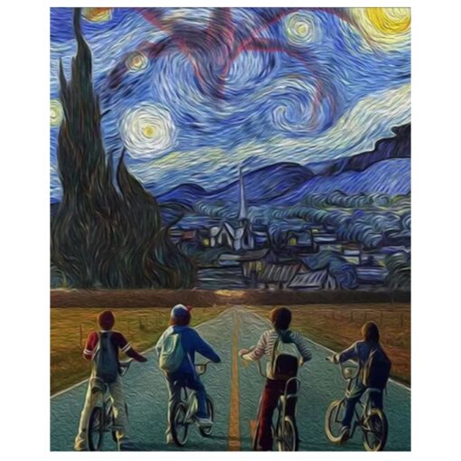 Boys on Bicycles Looking at the Starry Night and Some Creature 1