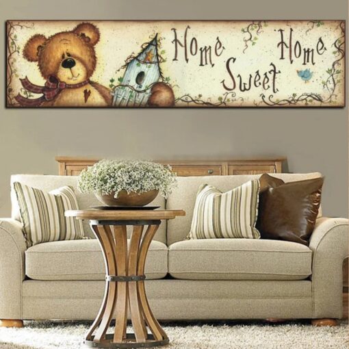 Teddy Bear Home Sweet Home Printed on Canvas