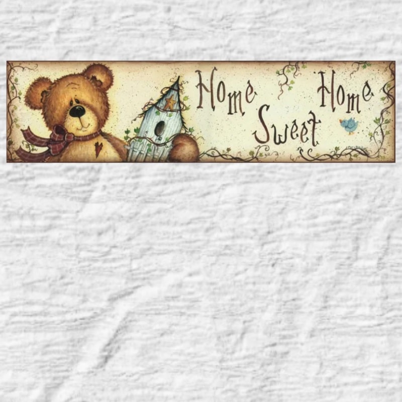 Teddy Bear Home Sweet Home Printed on Canvas