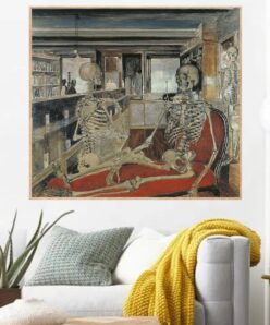 The Skeletons by Paul Delvaux Printed on Canvas