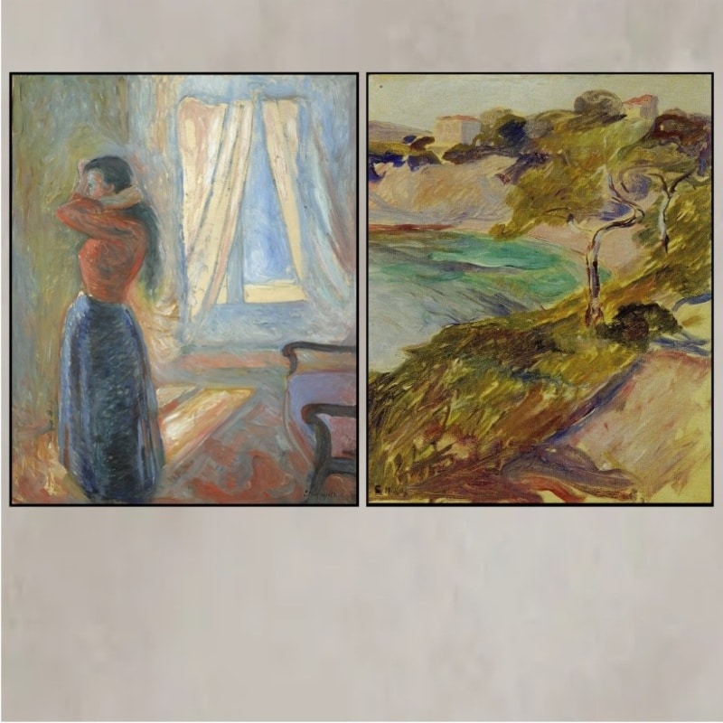 Two Paintings by Edvard Munch Printed on Canvas