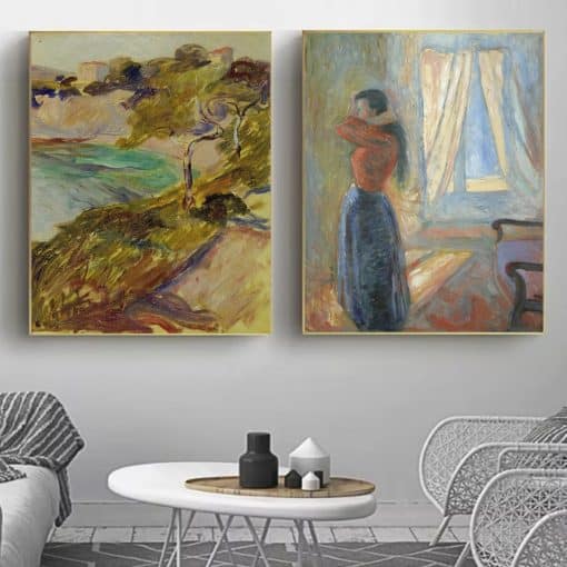 Two Paintings by Edvard Munch Printed on Canvas