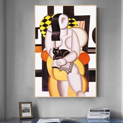 Woman with Cat by Fernand Leger Printed on Canvas