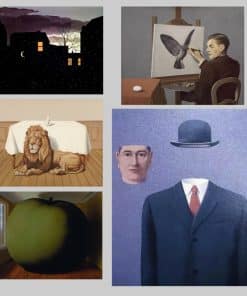 Five Paintings by René Magritte Printed on Canvas