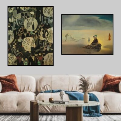 Cabaret Scene and Chemist Lifting by Salvador Dalí Printed on Canvas